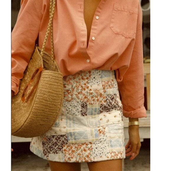Sezane Patchwork Mini Skirt - Multicolor - Picture 1 of 8